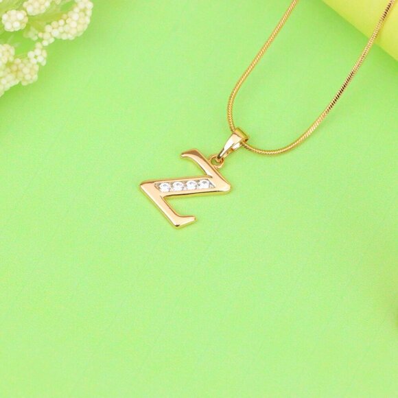 "Rose Gold Alphabet Z Pendant with Sparkling Stones, XPPT1375 - Picture 13 of 13